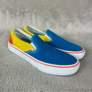 Vans X The Simpsons Mens Slip On Pro Sneaker Skate Shoe Size 9 Blue Suede NEW