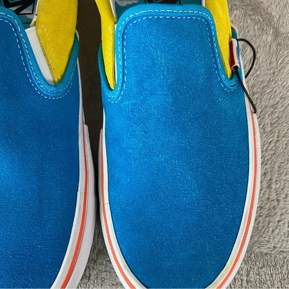 Vans X The Simpsons Mens Slip On Pro Sneaker Skate Shoe Size 9 Blue Suede NEW