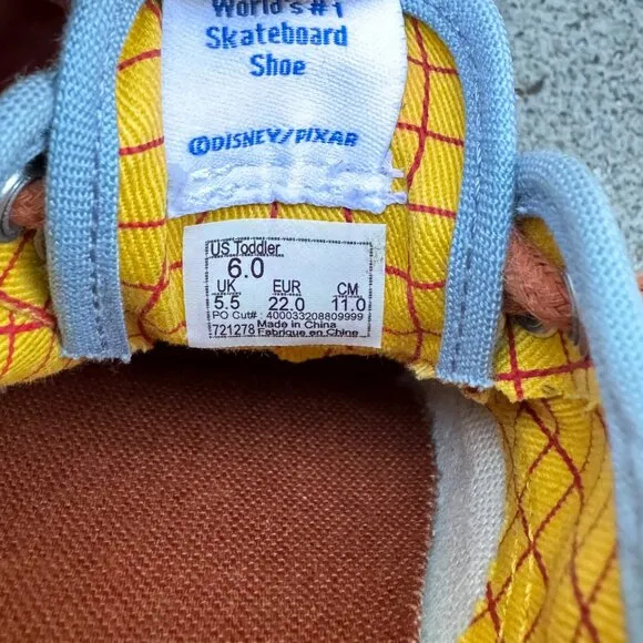 VANS X TOY STORY Sneakers Boys 6 22 Toddler Woody HSA Pixar Running Shoes Andy