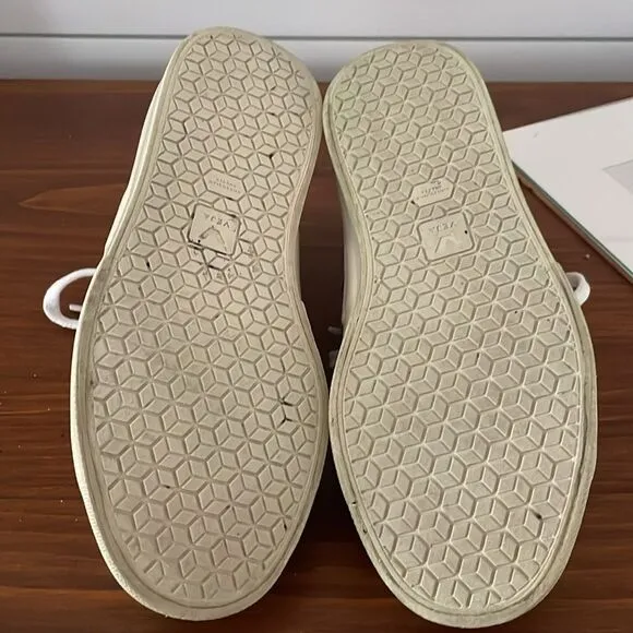 Veja Campo White Leather Sneakers with Gray Suede Logo