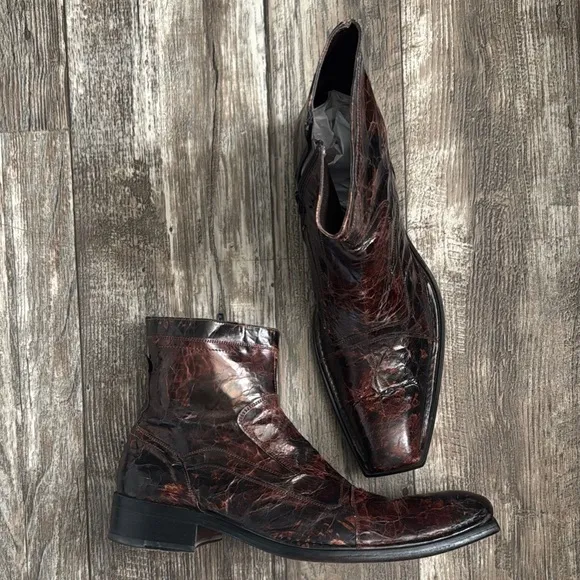 VERO CUOIO MEN ANKLE BOOTS BROWN  LEATHER MADE IN ITALY 🇮🇹 45-USA 12