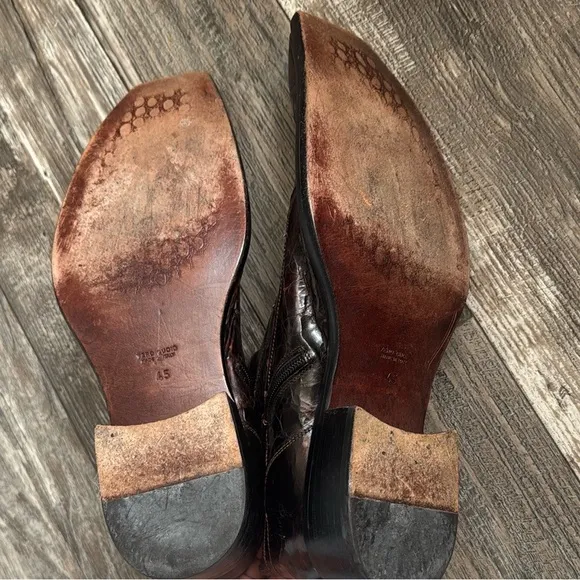 VERO CUOIO MEN ANKLE BOOTS BROWN  LEATHER MADE IN ITALY 🇮🇹 45-USA 12