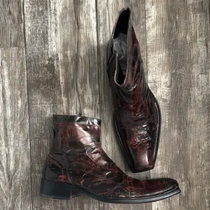 VERO CUOIO MEN ANKLE BOOTS BROWN  LEATHER MADE IN ITALY 🇮🇹 45-USA 12