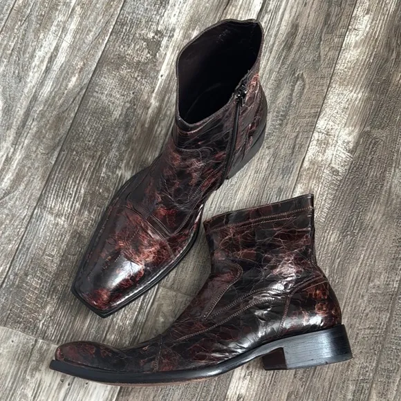 VERO CUOIO MEN ANKLE BOOTS BROWN  LEATHER MADE IN ITALY 🇮🇹 45-USA 12