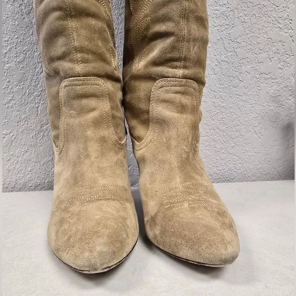Veronica Beard Ballan Suede Western Boots In Sand Size 7 MSRP $695