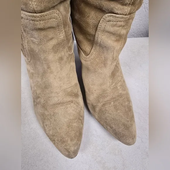 Veronica Beard Ballan Suede Western Boots In Sand Size 7 MSRP $695