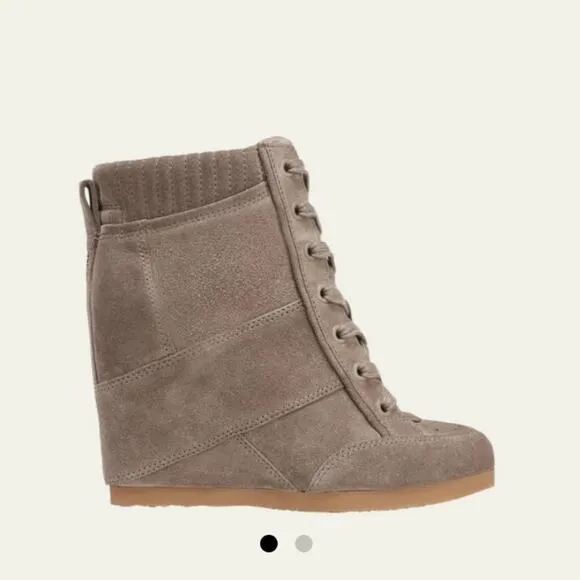 Veronica Beard Elissa Gray Suede Wedge Sneakers