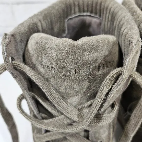 Veronica Beard Elissa Gray Suede Wedge Sneakers