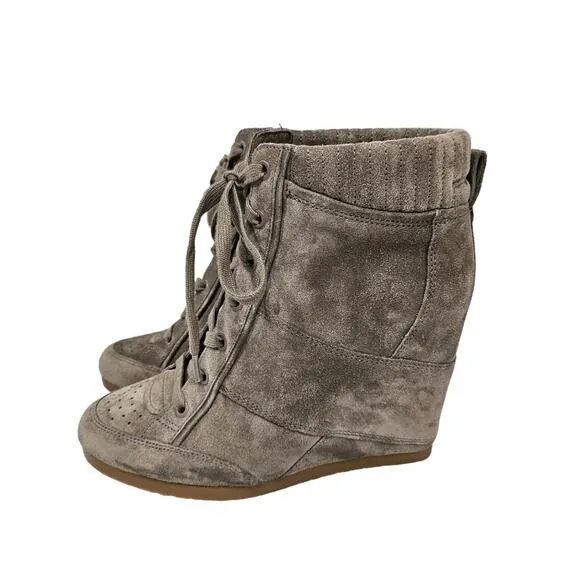 Veronica Beard Elissa Gray Suede Wedge Sneakers