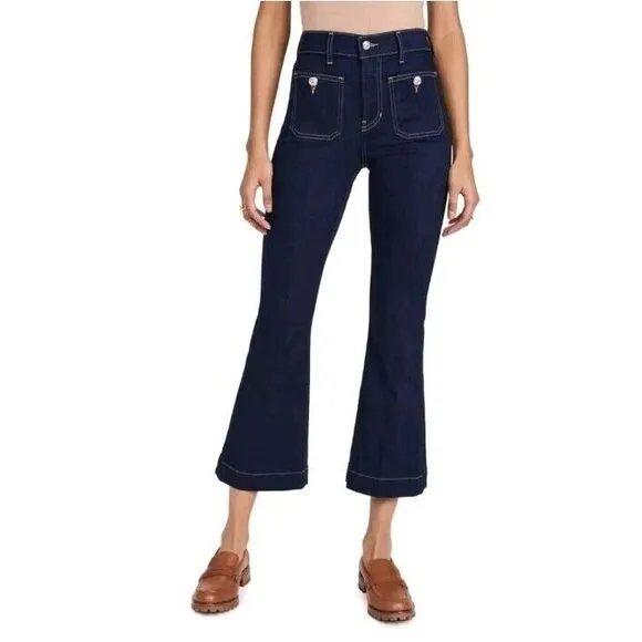 Veronica Beard Women's Carson High-Rise Ankle Flare Jeans Size 26 Oxford‎ Blue