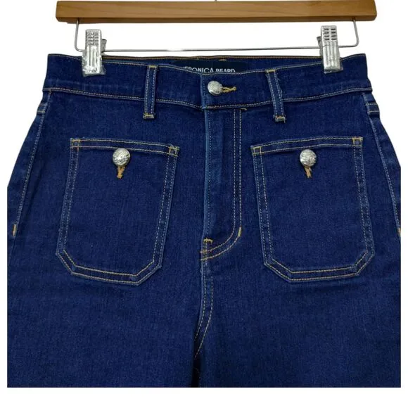 Veronica Beard Women's Carson High-Rise Ankle Flare Jeans Size 26 Oxford‎ Blue