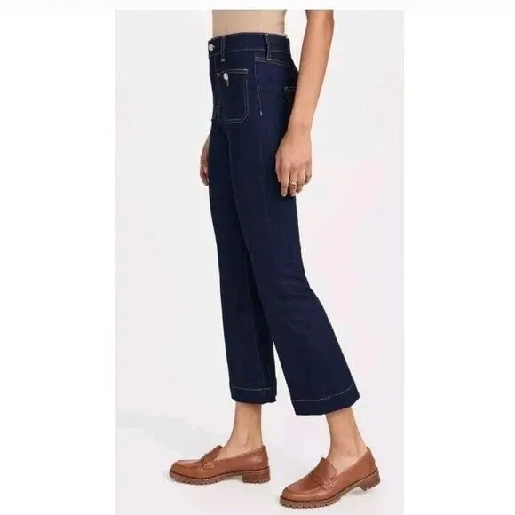 Veronica Beard Women's Carson High-Rise Ankle Flare Jeans Size 26 Oxford‎ Blue