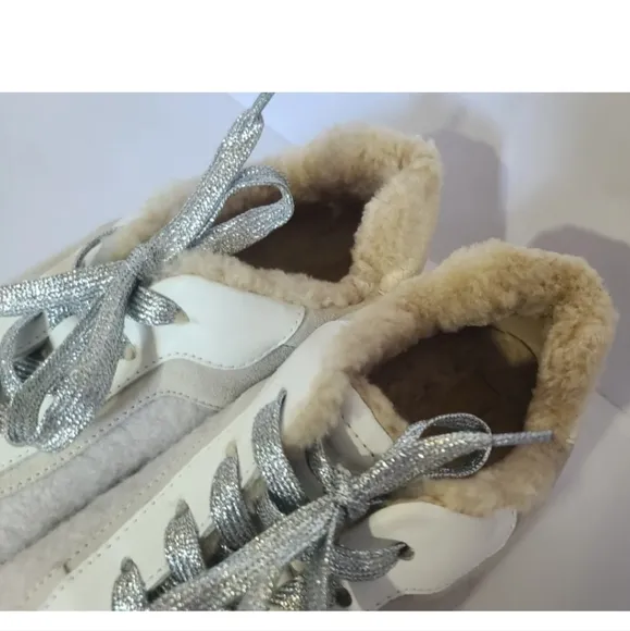 Veronica Beard Womens Hartley 2 Wool Metallic Sneakers US 8.5