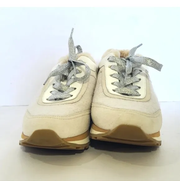 Veronica Beard Womens Hartley 2 Wool Metallic Sneakers US 8.5
