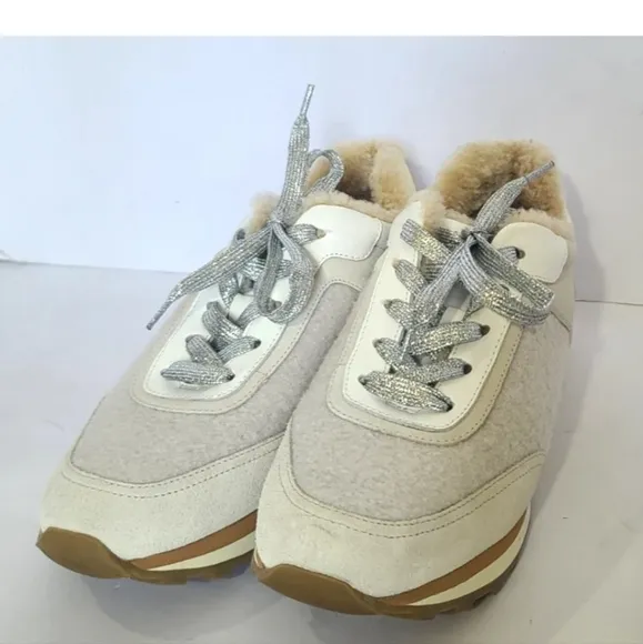 Veronica Beard Womens Hartley 2 Wool Metallic Sneakers US 8.5