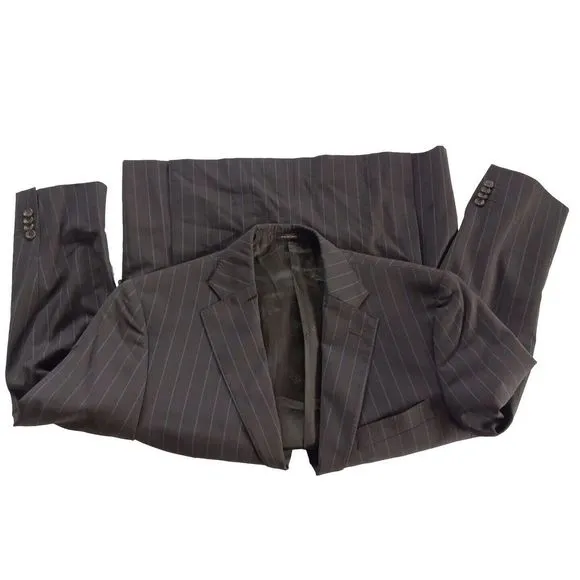 Versace Collection Men Sz 50 Wool Blazer 2 Buttons‎ Stripe Brown Viscose Lining