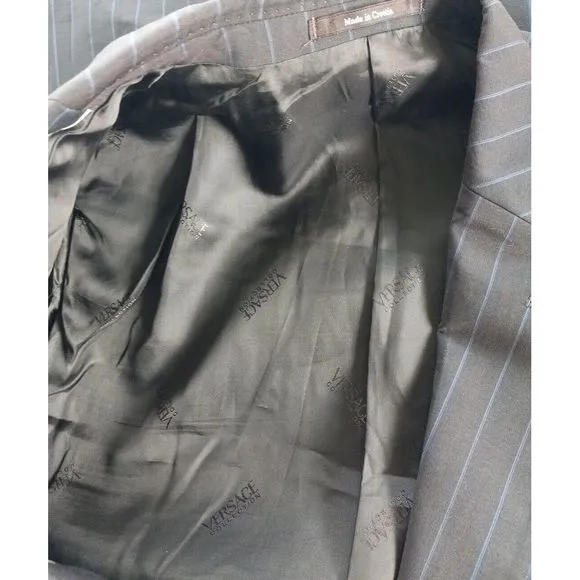 Versace Collection Men Sz 50 Wool Blazer 2 Buttons‎ Stripe Brown Viscose Lining