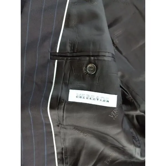 Versace Collection Men Sz 50 Wool Blazer 2 Buttons‎ Stripe Brown Viscose Lining