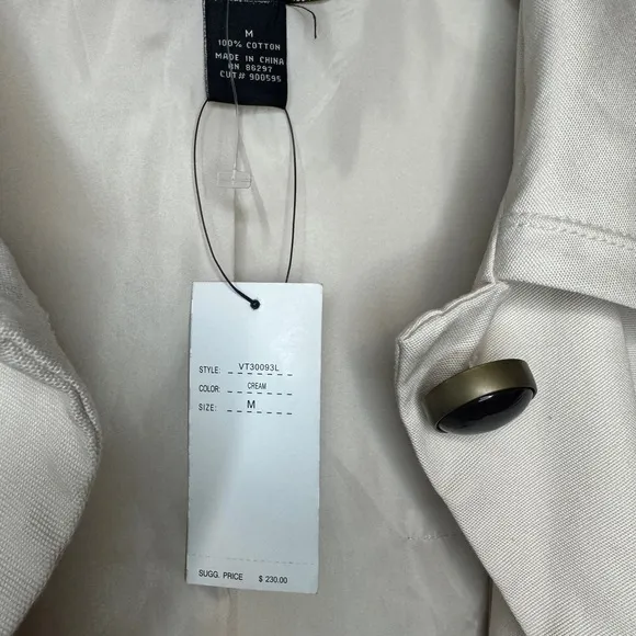 Vertigo Paris Baby Doll/ Swing Style Trench Coat - Cream - Women’s Medium