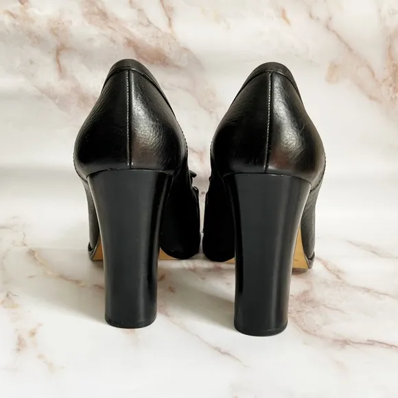 Via Spiga black heeled Italian leather loafers