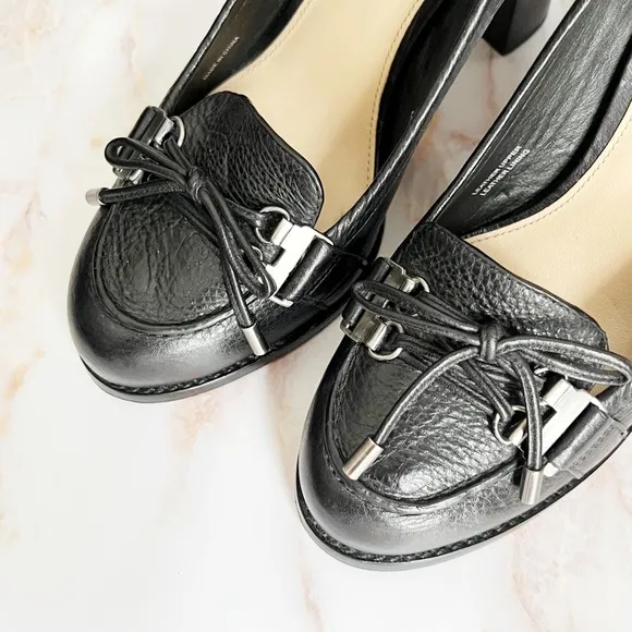 Via Spiga black heeled Italian leather loafers