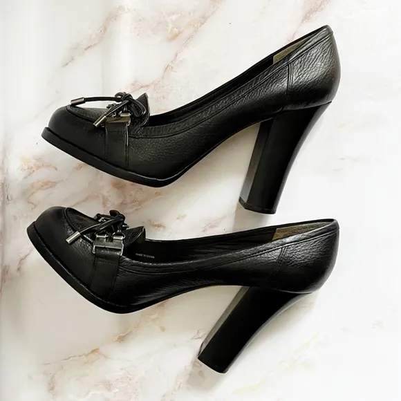 Via Spiga black heeled Italian leather loafers