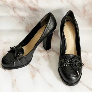Via Spiga black heeled Italian leather loafers