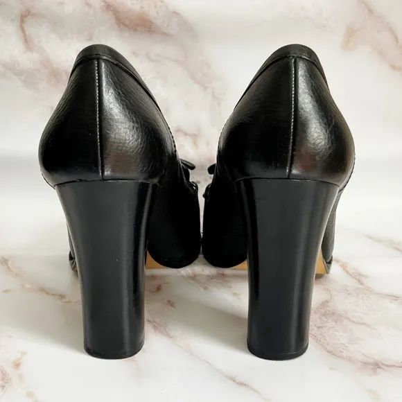 Via Spiga black heeled Italian leather loafers