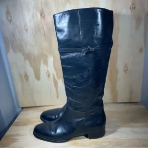 Via Spiga Black Leather Tall Boots Women’s Size 8.5