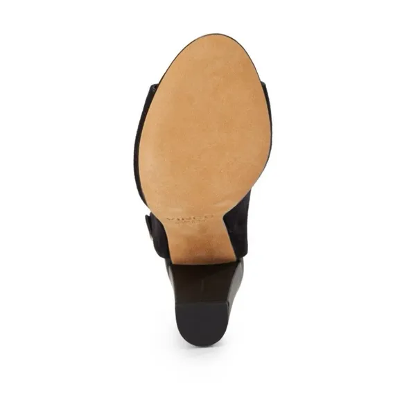 VINCE Addison Suede Open-Toe Ankle Boots Black | 9