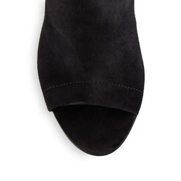 VINCE Addison Suede Open-Toe Ankle Boots Black | 9