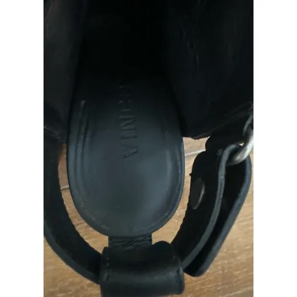 VINCE Addison Suede Open-Toe Ankle Boots Black | 9