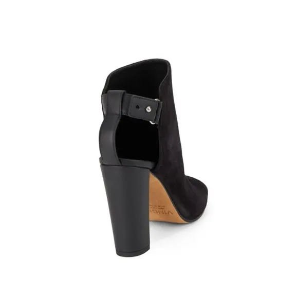 VINCE Addison Suede Open-Toe Ankle Boots Black | 9