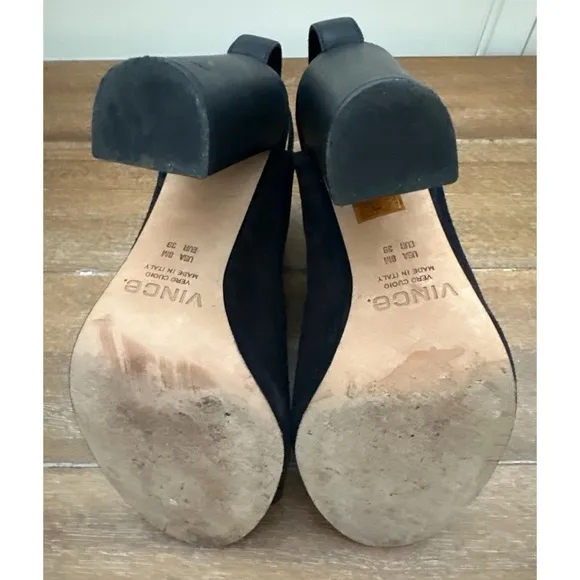 VINCE Addison Suede Open-Toe Ankle Boots Black | 9