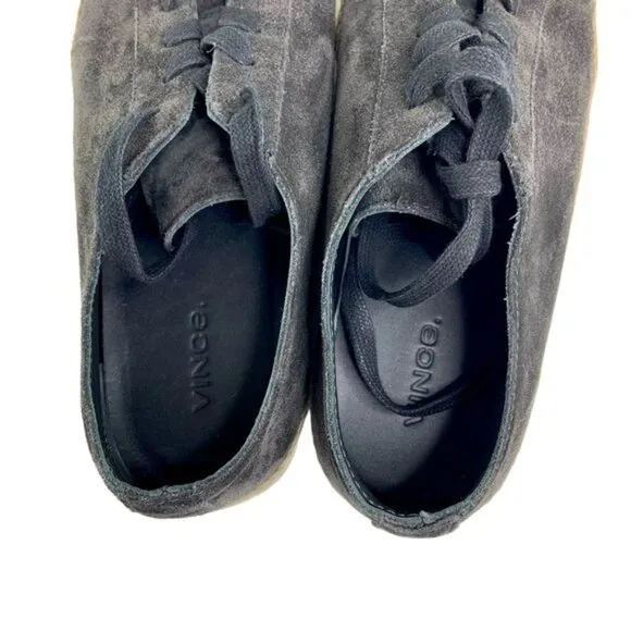 Vince Black Suede Espadrille Lace Up Sneakers