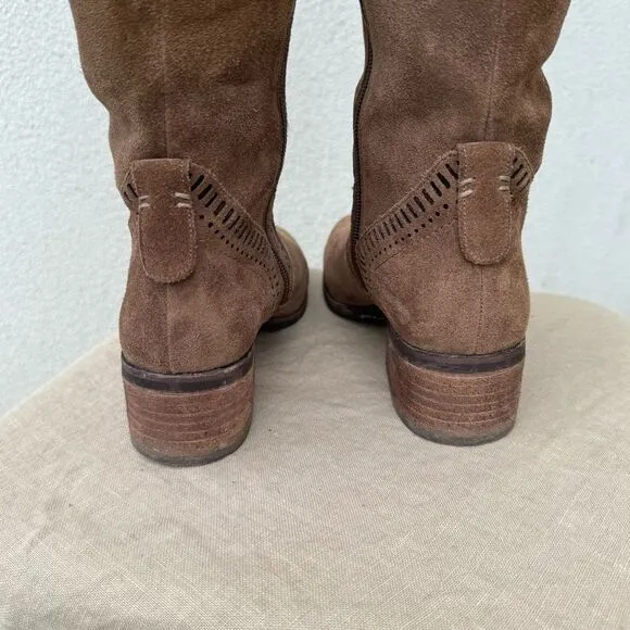 Vince Camuto Karinda Over the Knee Suede Low Heeled Boot Size 5M Boho Bo…