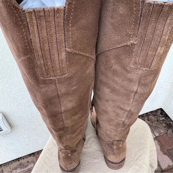 Vince Camuto Karinda Over the Knee Suede Low Heeled Boot Size 5M Boho Bo…
