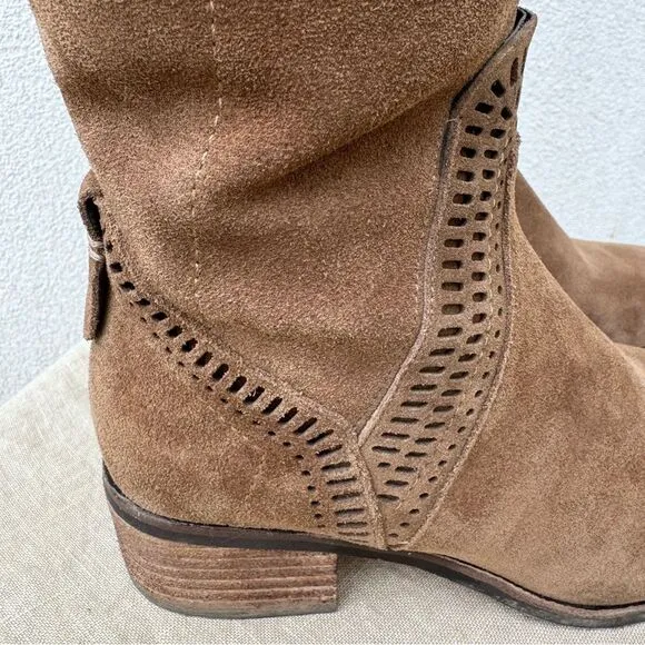 Vince Camuto Karinda Over the Knee Suede Low Heeled Boot Size 5M Boho Bo…