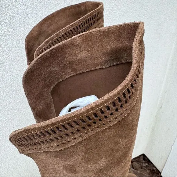 Vince Camuto Karinda Over the Knee Suede Low Heeled Boot Size 5M Boho Bo…