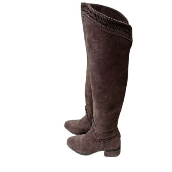 Vince Camuto Karinda Over the Knee Suede Low Heeled Boot Size 5M Boho Bo…