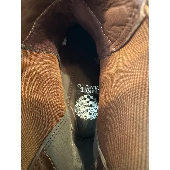 Vince Camuto Omassa Wedge Suede Boots Size 7.5 Medium Tan NWOB