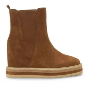 Vince Camuto Omassa Wedge Suede Boots Size 7.5 Medium Tan NWOB