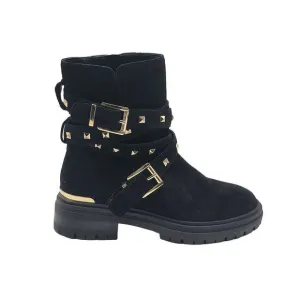 Vince Camuto Womens Barretta Black Suede Studded Moto Boots Size 5.5M