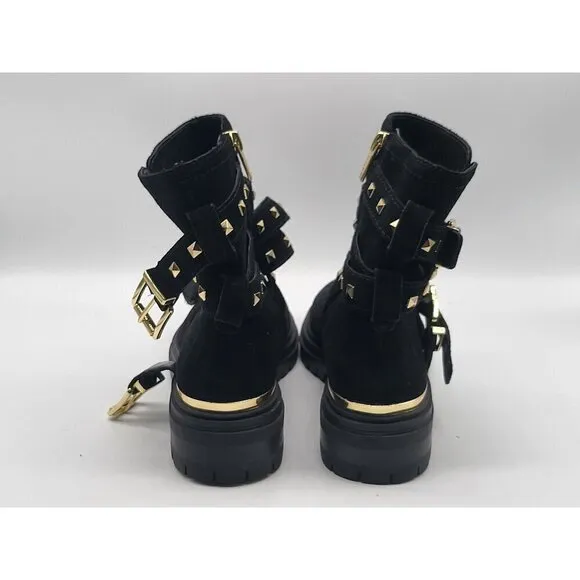 Vince Camuto Womens Barretta Black Suede Studded Moto Boots Size 5.5M