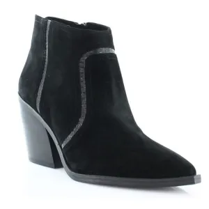 Vince Camuto Womens Granda Suede Croco Print Trim Ankle Boots, Black Size 10 NWT