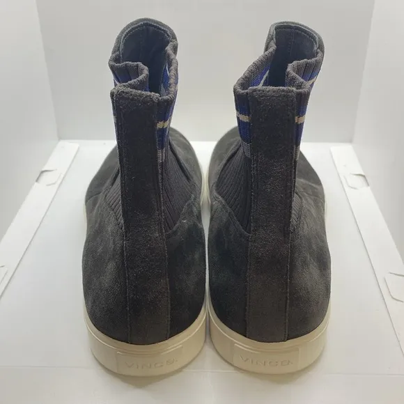 Vince Coleman $270 Sz 10 M Gray Suede High Top Pull on Sneakers comfort boots