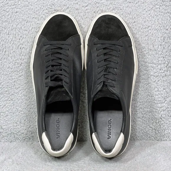Vince Fulton Mens Size 11 Low Top Sneakers Shoes Black Leather Fashion