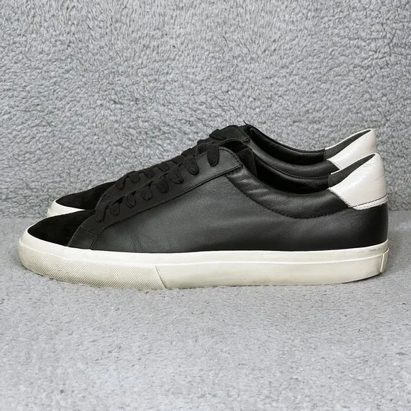 Vince Fulton Mens Size 11 Low Top Sneakers Shoes Black Leather Fashion