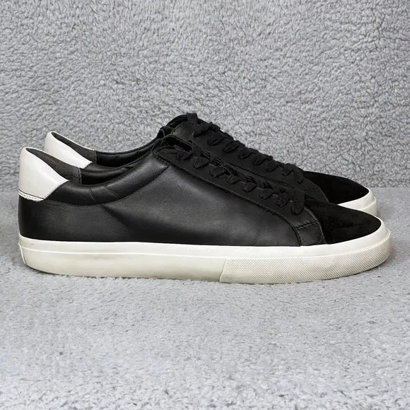 Vince Fulton Mens Size 11 Low Top Sneakers Shoes Black Leather Fashion
