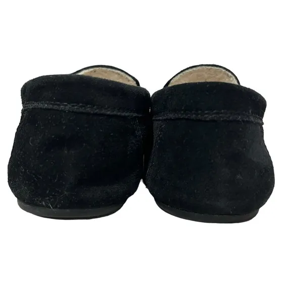VINCE mens Gomez black suede faux fur lined slip on loafers | SZ 10
